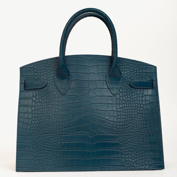 Teddy Blake Kate Croco 12" Blue Leather Tote - Picture 4 of 11